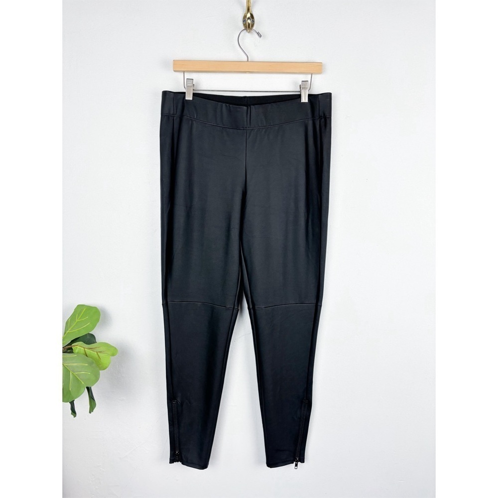 Lane Bryant Black Faux Leather Zipper Ankle Detail Legging Pant Sz 14/16